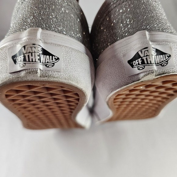 Vans Old Skool Glitter Sparkle Silver Lace Up Low Top Sneakers Kids Size 3 - Picture 10 of 11